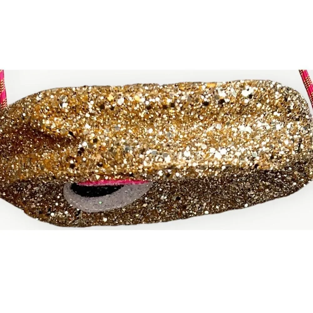 Crewcuts Girls Kids Sparkly Tongue Out Emoji Crossbody Zip Purse.